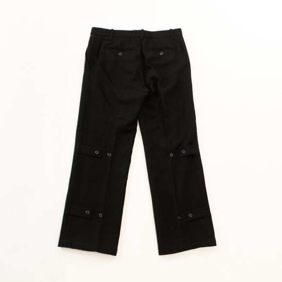 Grail Y2K Runway Item! Ann Demeulemeester Black Wool Pants w Calf Buckle Detail - Picture 2 of 9
